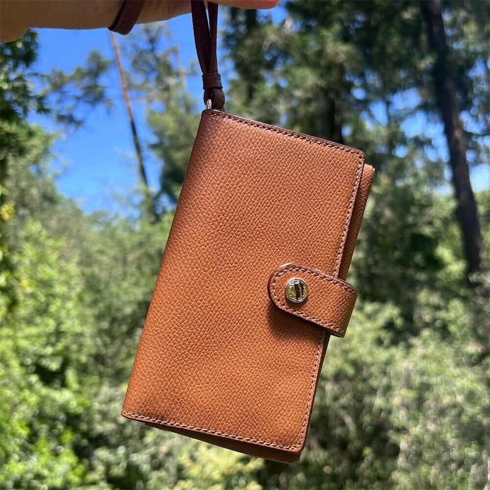 VINTAGE COACH Crossgrain Cardholder Wristlet Wallet Saddle w Silver Hardware NWT